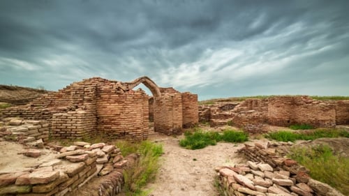 Ruins Castle, Tombs, And Others Buildings In Old City Of Sauran, Kazakhstan