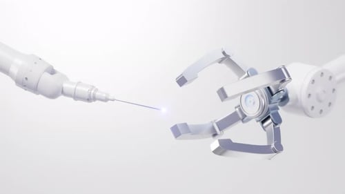 Mechanical arm with white background