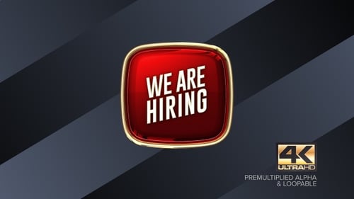 Glossy 3D Button Animation with We Are Hiring and Megaphone Icon