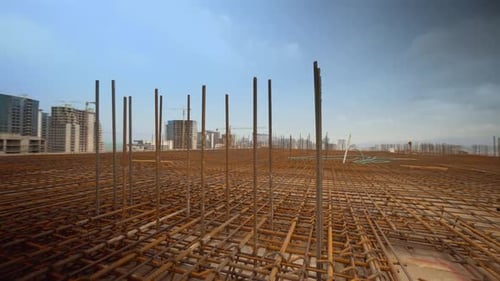 El refuerzo de hierro es la base para verter la base de la casa con losa de concreto.