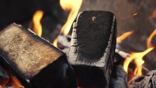 Wooden Bricks In Fire