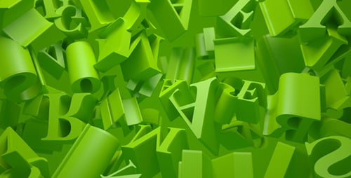 Falling 3D Green Letters Abstract Background Animation
