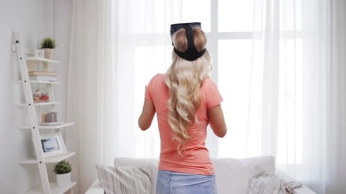 Woman In Virtual Reality Headset Or 3d Glasses 35