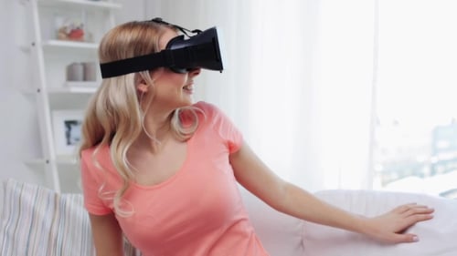 Woman In Virtual Reality Headset Or 3d Glasses 6