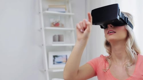 Woman In Virtual Reality Headset Or 3d Glasses 13