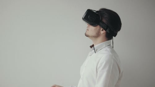 Man Using Virtual Reality Headset