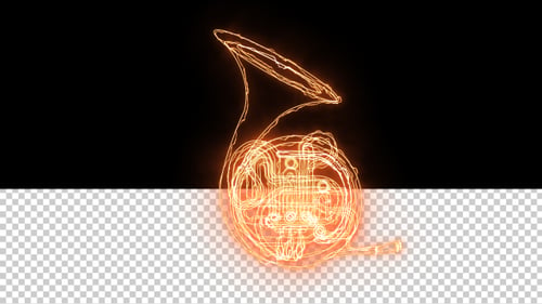 Glowing Neon French Horn Outline Reveal
