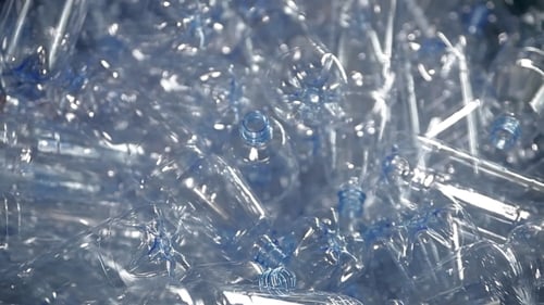Empty Plastic Bottles For Water Are Moving On The Conveyor