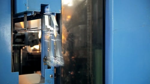 Empty Plastic Bottles For Water Are Moving On The Conveyor