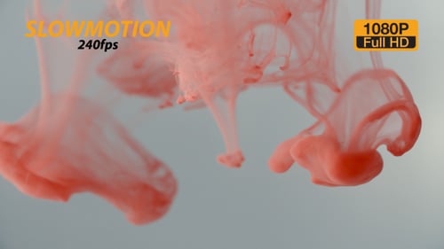 Red Ink Drop Swirling in Water, Abstract Motion