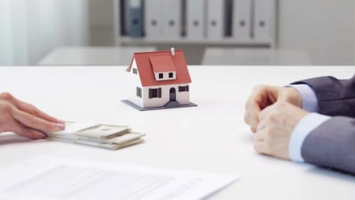 Woman Paying Money To Realtor And Taking House Key 102