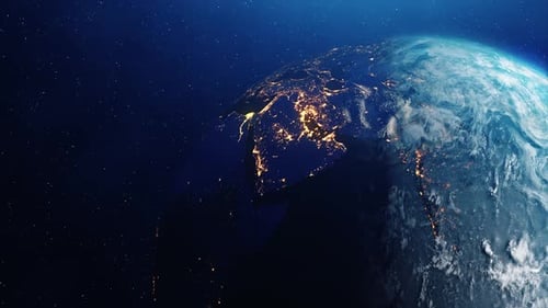 Earth rotating on Axis in space with stars