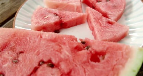 Slices of watermelon kept in plate