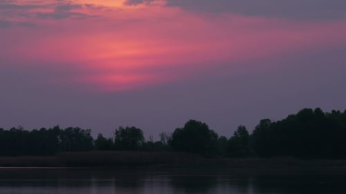 Red Sunset Sky On The River