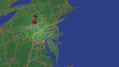 Pennsylvania state on map 4K