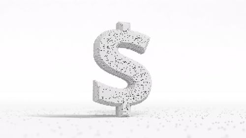 Pixelated 3D Dollar Sign Disintegration Animation