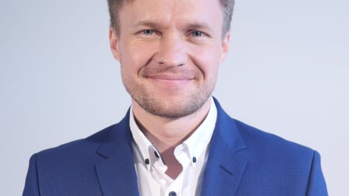 Smiling Man Wearing Blue Blazer Close Up Portrait