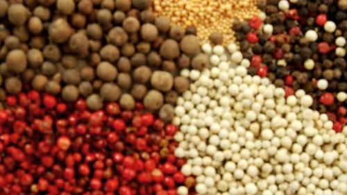 Close-Up of Colorful Assorted Peppercorns and Spices