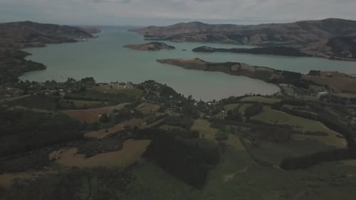 Vue aérienne du paysage du port de Lyttelton