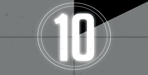 Retro Grunge Film Leader Countdown with Numbers