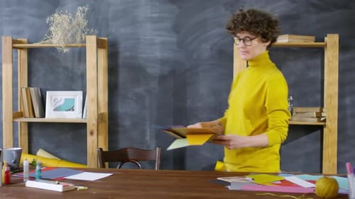 Woman Preparing Colorful Arts and Crafts Project