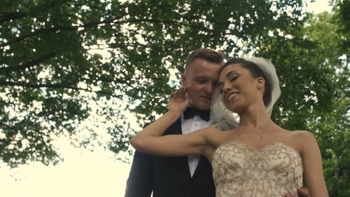 Affectionate Couple Embracing on their Wedding Day