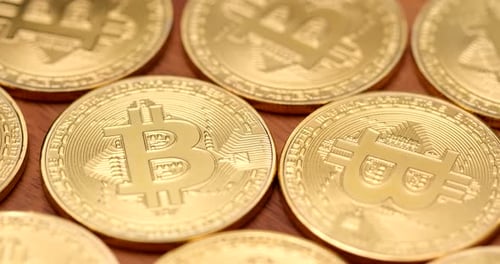 Close Up of Gleaming Bitcoin Digital Currency