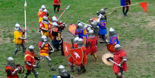 Medieval Knights Battle with Swords and Spears