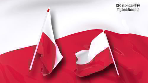 Waving Poland Flag Realistic Animation