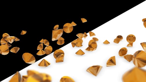 Falling Golden Gemstones with Alpha Channel