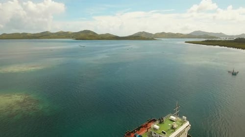 Cargo Ship in the Sea.