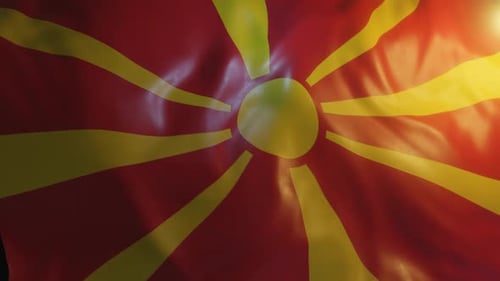 Seamless Loop Waving Flag of North Macedonia