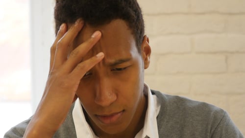 Portrait of Stressed and Tense Black Man