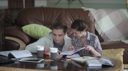 Young Students Studying Together at Home