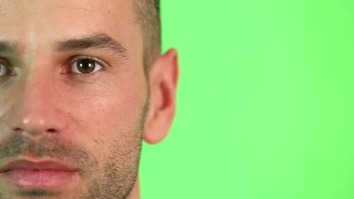 Close Up of Man's Face on Green Screen