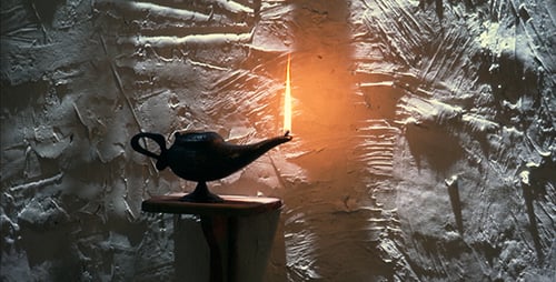 Aladdin Lamp with Flame Emanating in Room