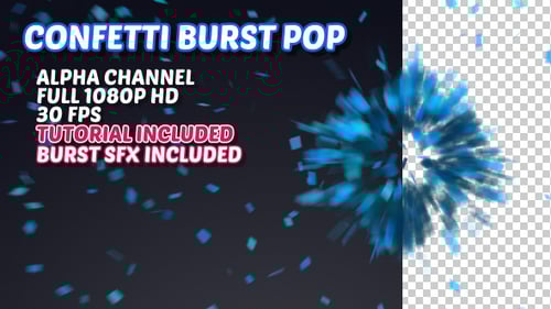 Animated Confetti Burst Pop Overlay with Alpha Channel