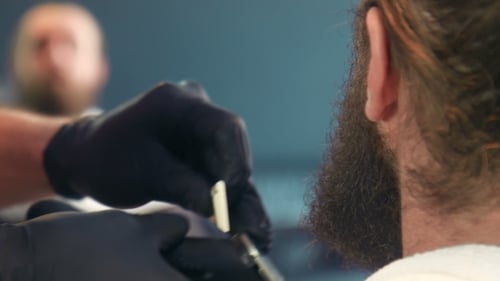 Beard Trim at the Salon, Close Up