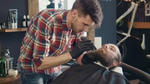 Beard Trimming Service at a Vintage Barbershop