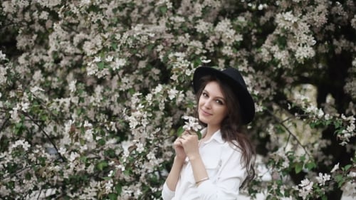 Beautiful Natural Woman In The Garden Of Apple