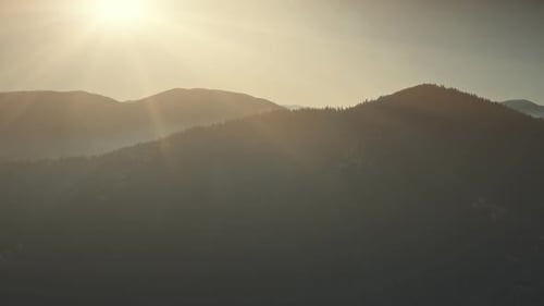 Mountain Peak Range Sunrise Soft Light Aerial View