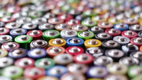 Selective Focus AAA AA Batteries and Batteries Packed Close Together