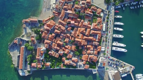 Vue Aérienne Du Vieux Budva Au Monténégro.