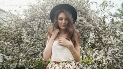 Beautiful Natural Woman In The Garden Of Apple