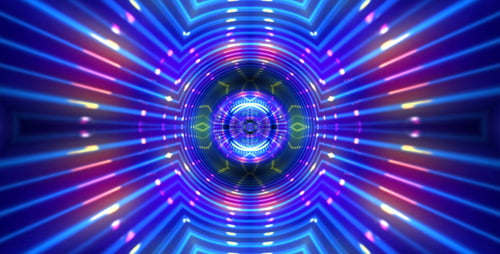 Abstract Glowing Neon Light Tunnel Hypnotic Loop Background