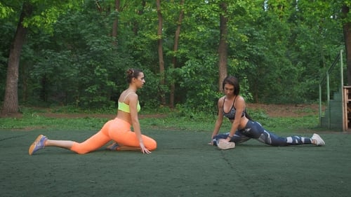 Young Sportswoman Stretching And Preparing To Run.