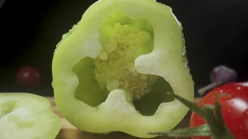 Fresh Vegetables on Cutting Board Zooming In