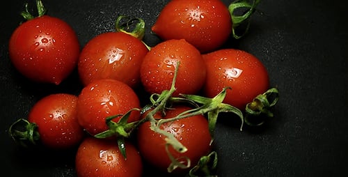 Cherry Tomatoes on Black Bckground