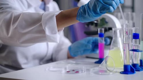 Le chimiste recherche et vérifie l'innocuité des colorants industriels