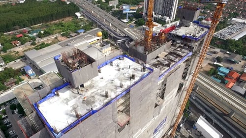 Aerial View High Rise Building Construction 06